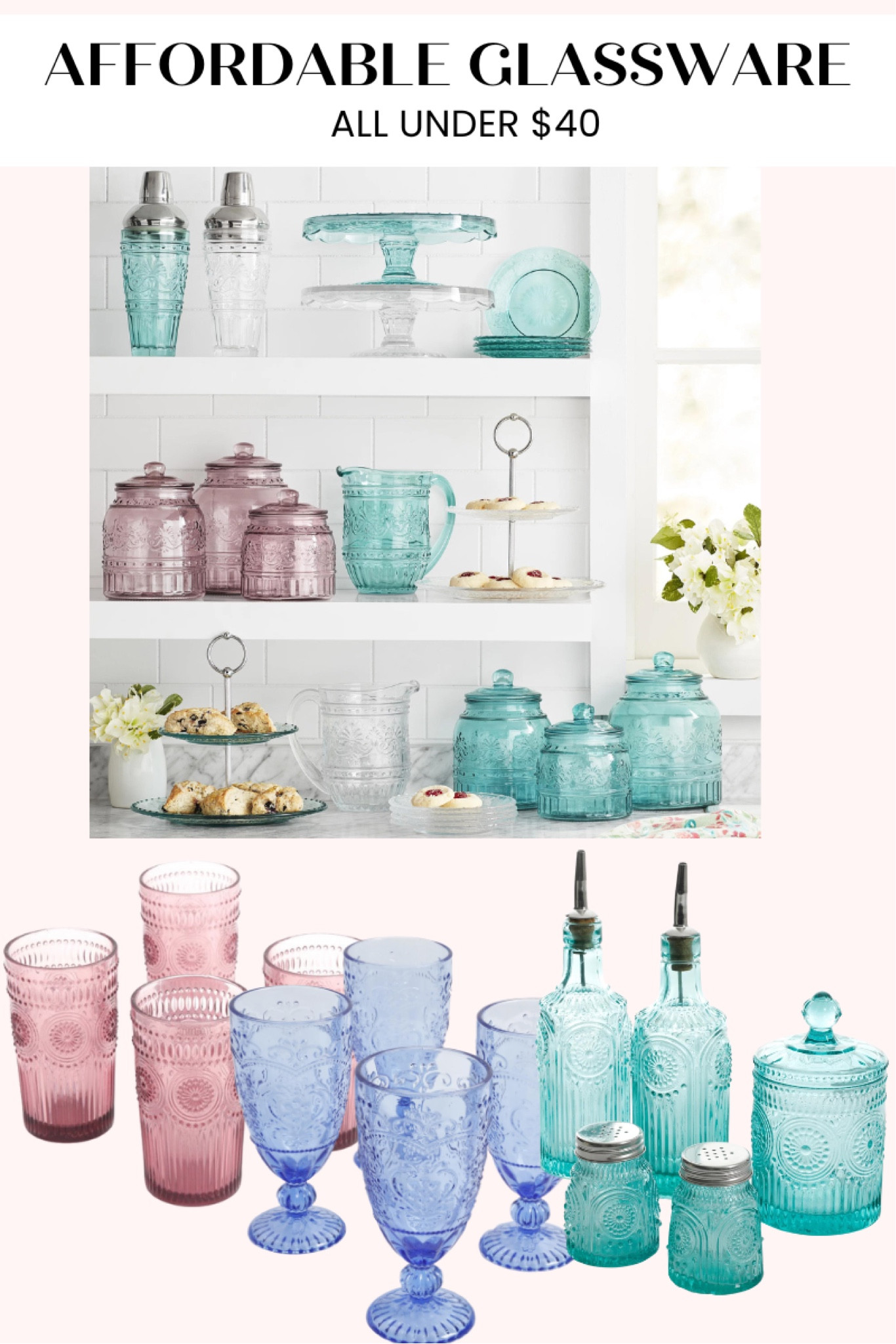  The Pioneer Woman Cassie Glass Canister 3 PC Set, Teal : Home &  Kitchen