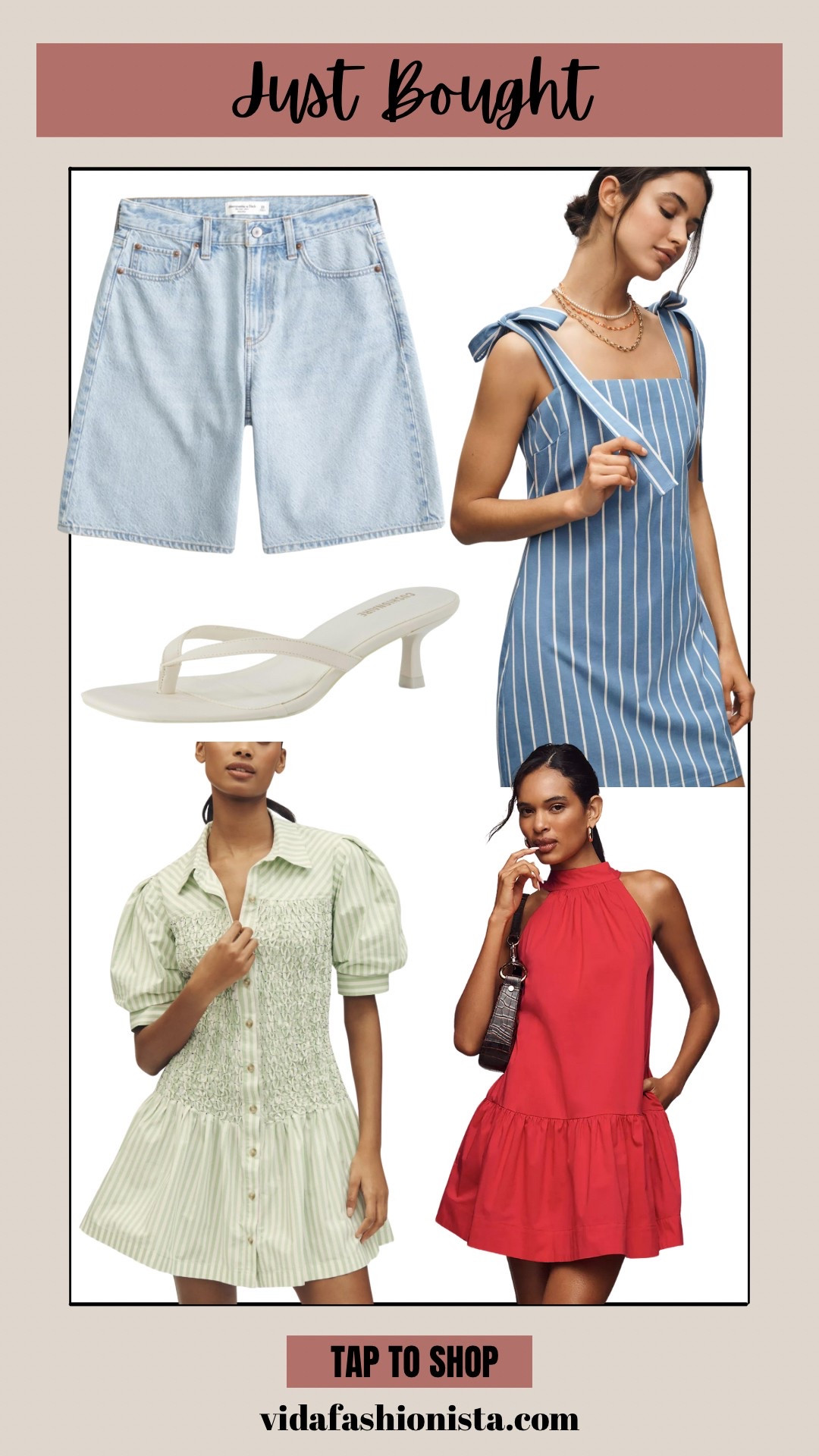 Just bought.

Jorts - size 25
Trending sandals - size 6.5 (true size)
Ordered smalls in all the dresses