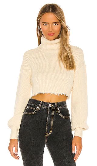 Lucia Cropped Turtleneck in Cream | Revolve Clothing (Global)