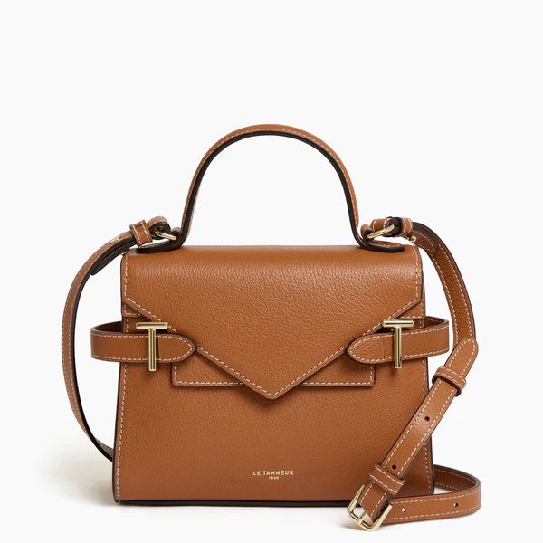 Emilie small handbag with double flap in grained leather | Le Tanneur