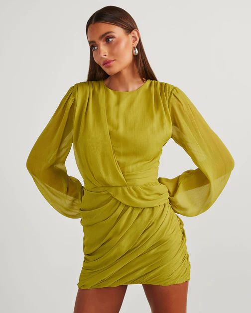 Delgado Long Sleeve Mini Dress - Lime | VICI Collection