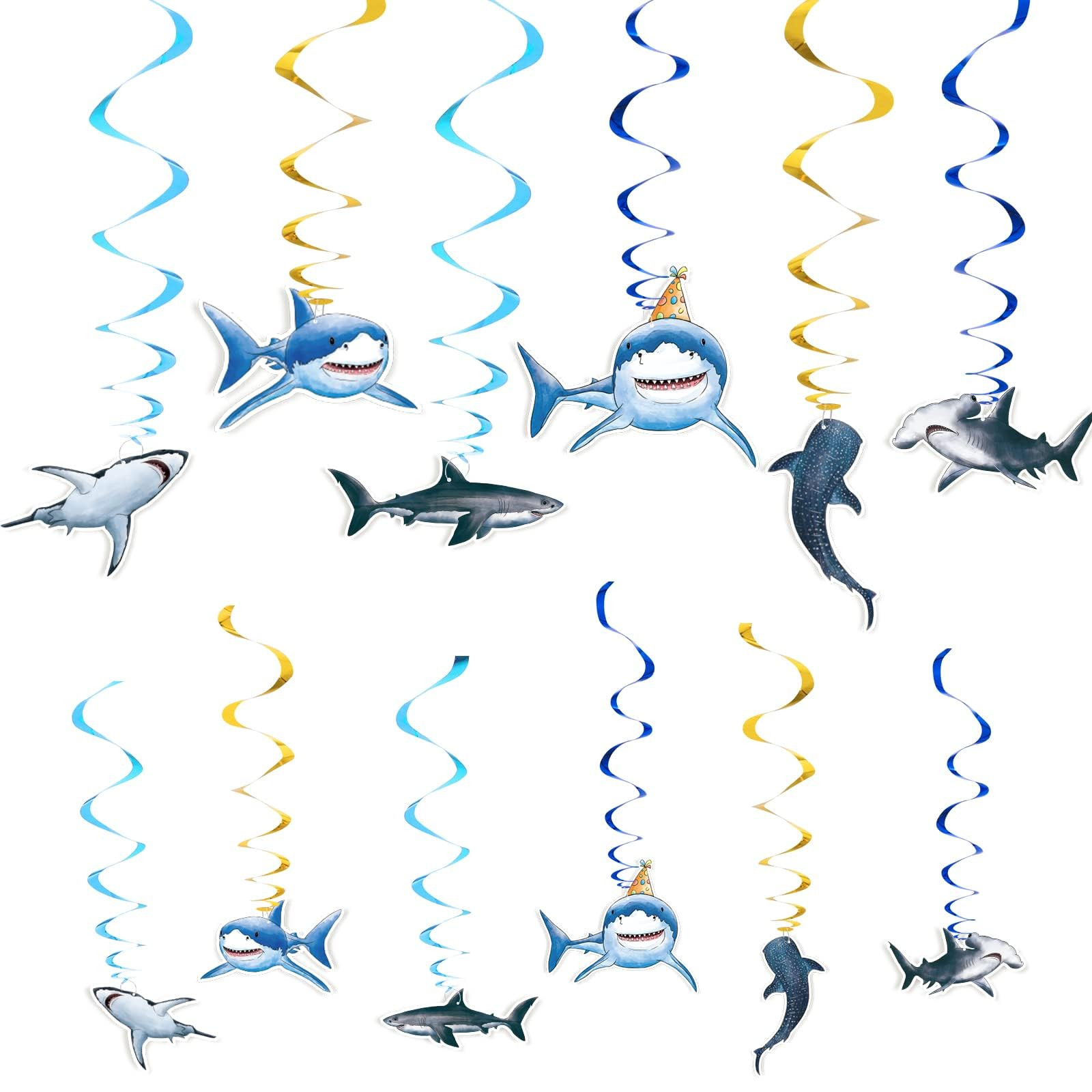 WERNNSAI Shark Party Hanging Swirls \u2013 24 PCS Shark Party Supplies Birthday Decorations for B... | Amazon (US)