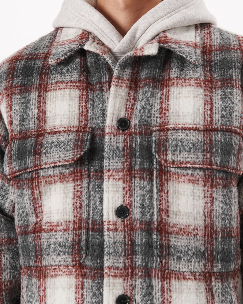 Relaxed Sherpa-Lined Shirt Jacket | Abercrombie & Fitch (US)