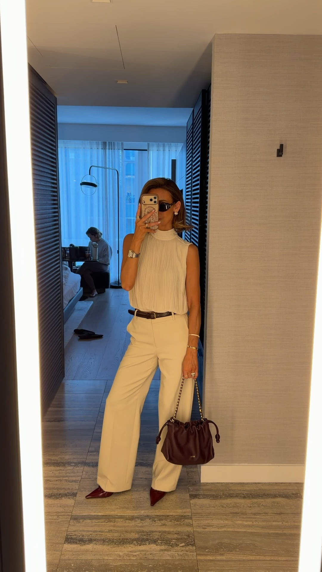 Ootd for Talbots - size 2 on pants and xs on top
Cream and burgundy outfit, simple and chic works for the office and after hours!

#LTKgrwm #LTKootd #LTKNYFW