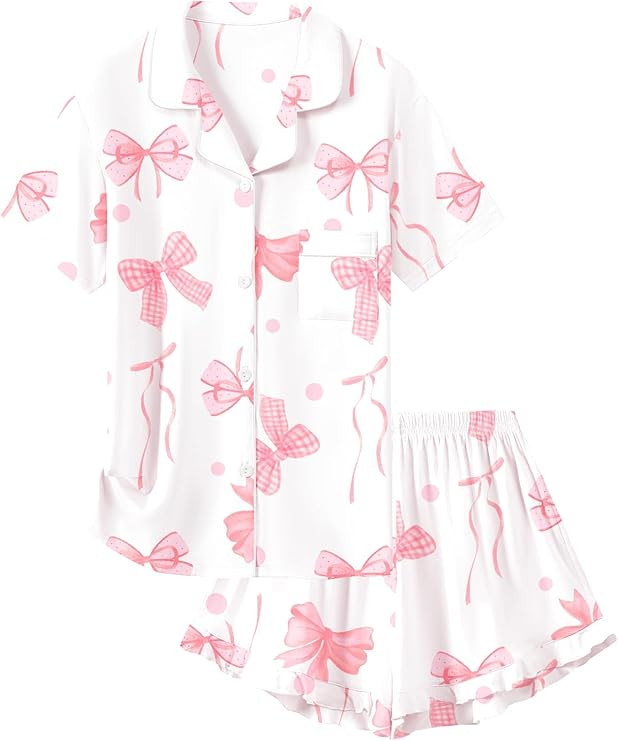 Schbbbta Girls Pajamas Set 2 Piece Button Down Pjs Soft Ruffle Sleepwear Loungewear | Amazon (US)