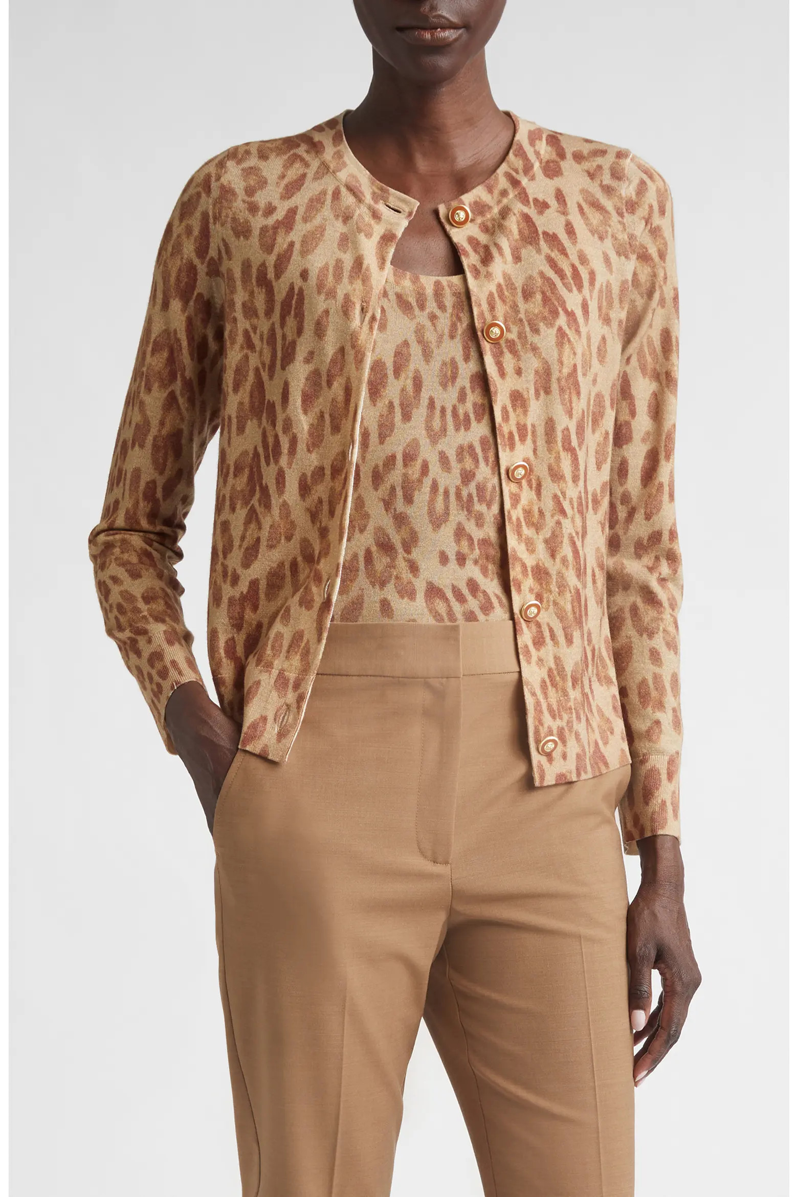 Fine Gauge Leopard Print Wool Blend Cardigan (Women) | Nordstrom | Nordstrom