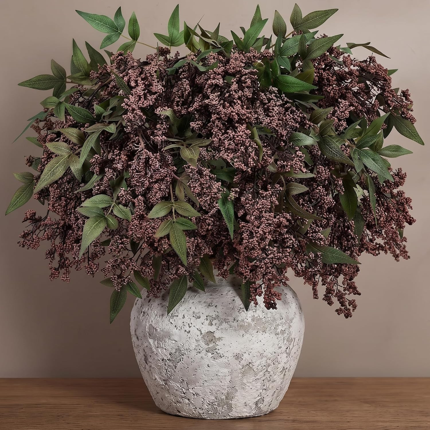 Brown Berry Stems for Vase Decor 5Pcs 17 Inch Lifelike Nandina Sprays | Amazon (US)