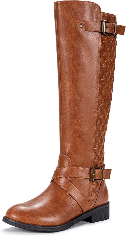 Jeossy Women's 50 Knee High Riding Tall Boots Comfortable with Metal Buckle and Zipper + Wide Cal... | Amazon (US)