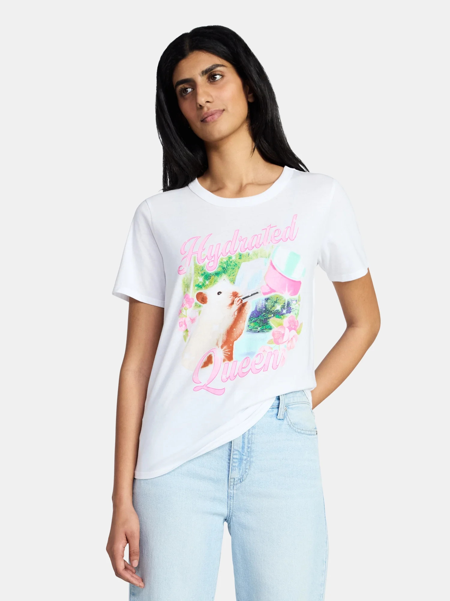 Hydrated Queen Women's Graphic Everyday Tee with Short Sleeves, Sizes XXS-XXL | Walmart (US)