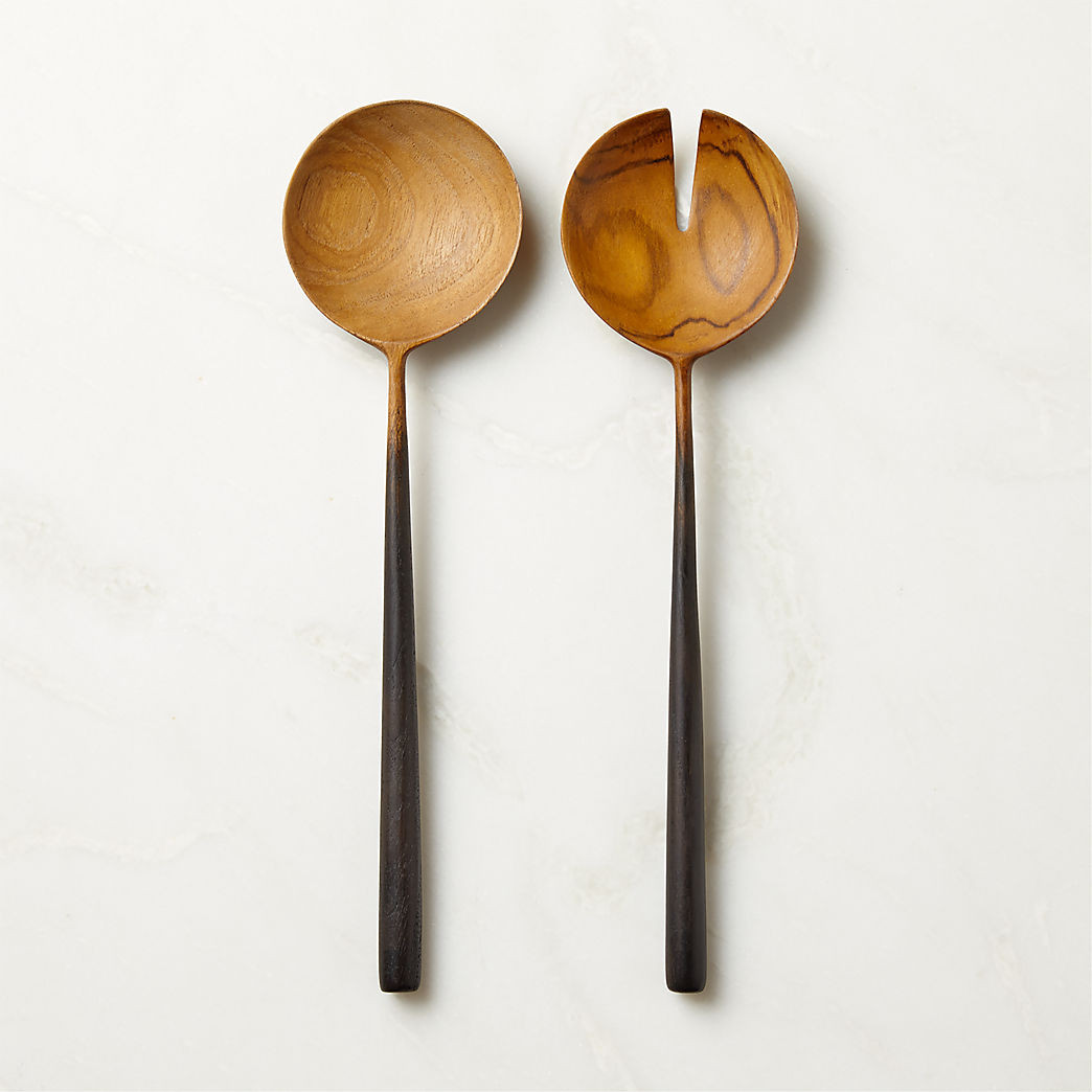 Fume Teak Salad Servers Set of 2 + Reviews | CB2 | CB2