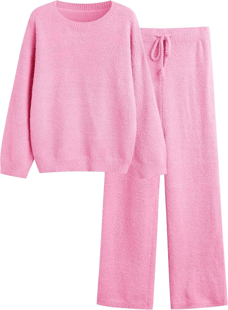 GKBK Lounge Sets for Women 2 Piece Fuzzy Fleece Pajamas Long Sleeve Oversized Lounge Set 2025 Fal... | Amazon (US)