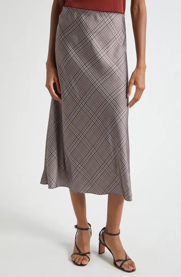 Pressed Plaid Satin Slip Skirt | Nordstrom