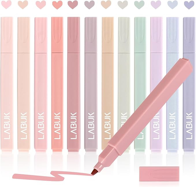 LABUK 12pcs Highlighters Aesthetic Pastel Cute Highlighter, Bible Highlighters and Pens No Bleed,... | Amazon (US)