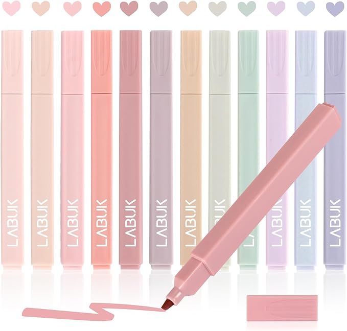 LABUK 12pcs Highlighters, Aesthetic Pastel Cute Highlighter for Bible and Pens No Bleed, with Ass... | Amazon (US)