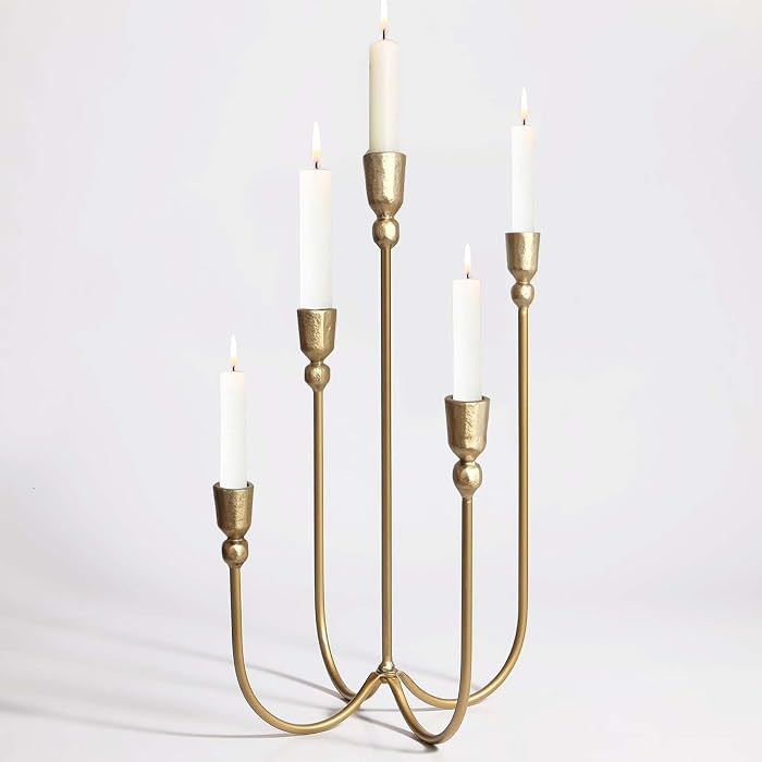 Candelabros de metal para 5 velas, portavelas alto, evento de boda, soporte para velas de cena, l... | Amazon (US)