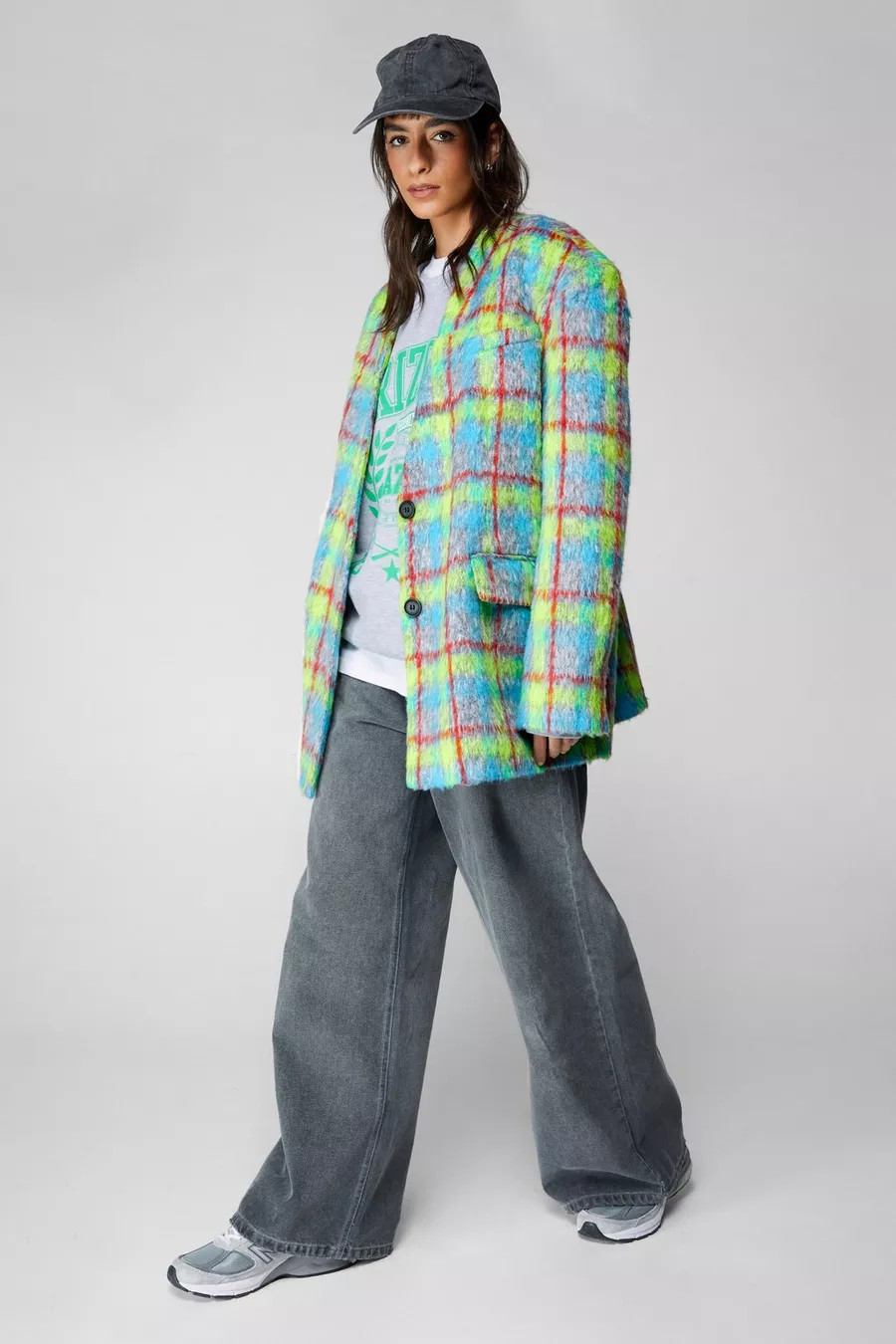 Premium Neon Plaid Tailored Blazer Coat | Nasty Gal US