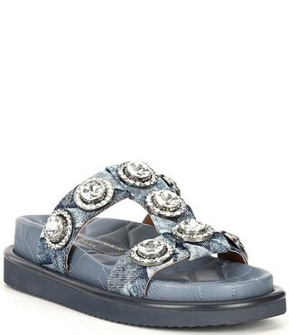 Kurt Geiger London Orson Denim Studded Jewel Platform Slide Sandals | Dillard's | Dillard's