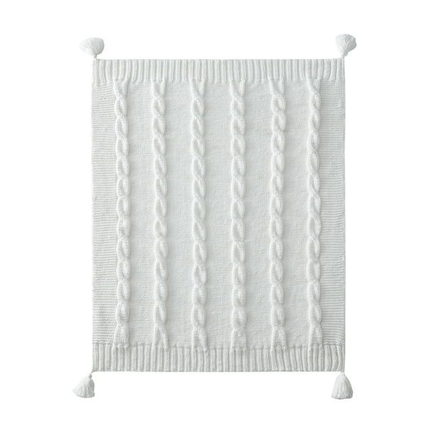 My Texas House Willow Cable Knit Cotton Throw, 50" x 60", White - Walmart.com | Walmart (US)