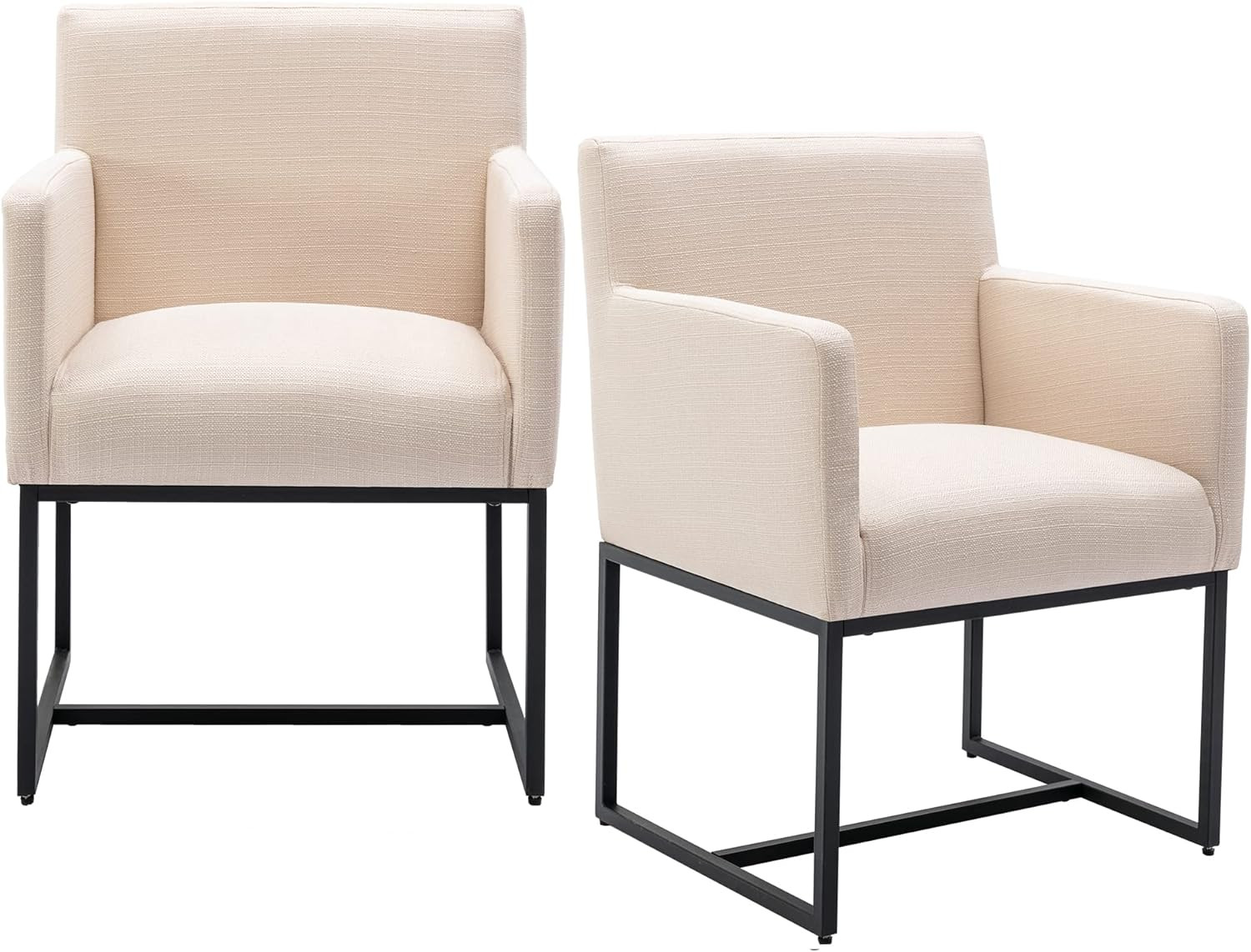 VESCASA Linen Upholstered Dining Chairs with Arms Set of 2, Mid Century Modern Padded Kitchen Cha... | Amazon (US)