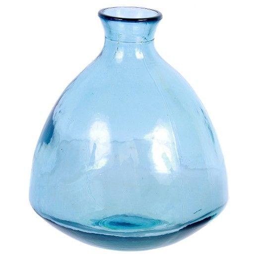 Recycled Glass Blue Small Round Vase 7.5"H | Target