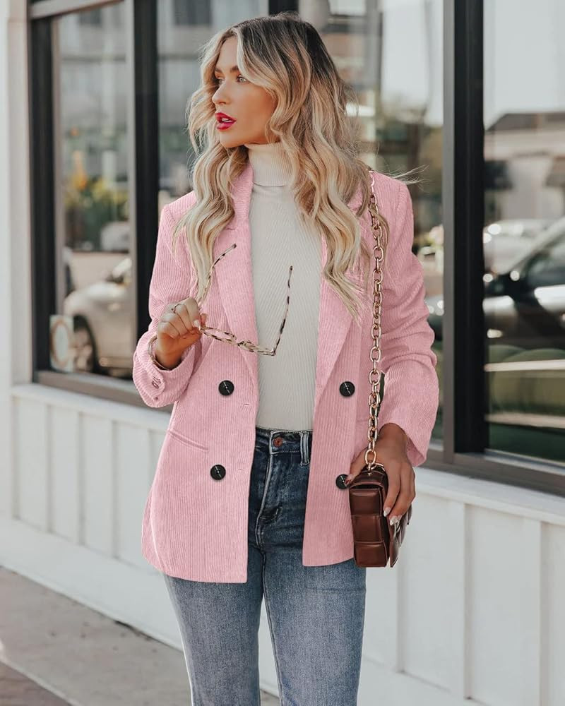 Hotouch Womens Casual Corduroy Blazers Long Sleeve Open Front Button Work Office Jackets Blazer with | Amazon (US)