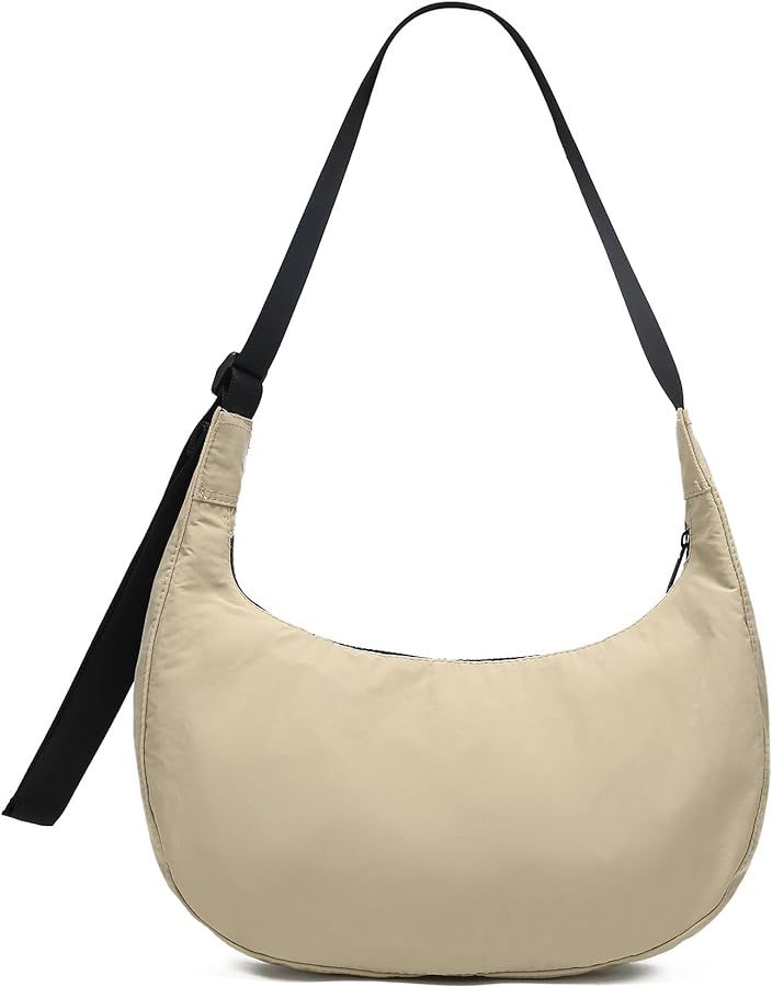 SUANNI Nylon Crescent Bag,Lightweight Crossbody Bags for Women Men,Large Hobo Shoulder Purse Casu... | Amazon (US)