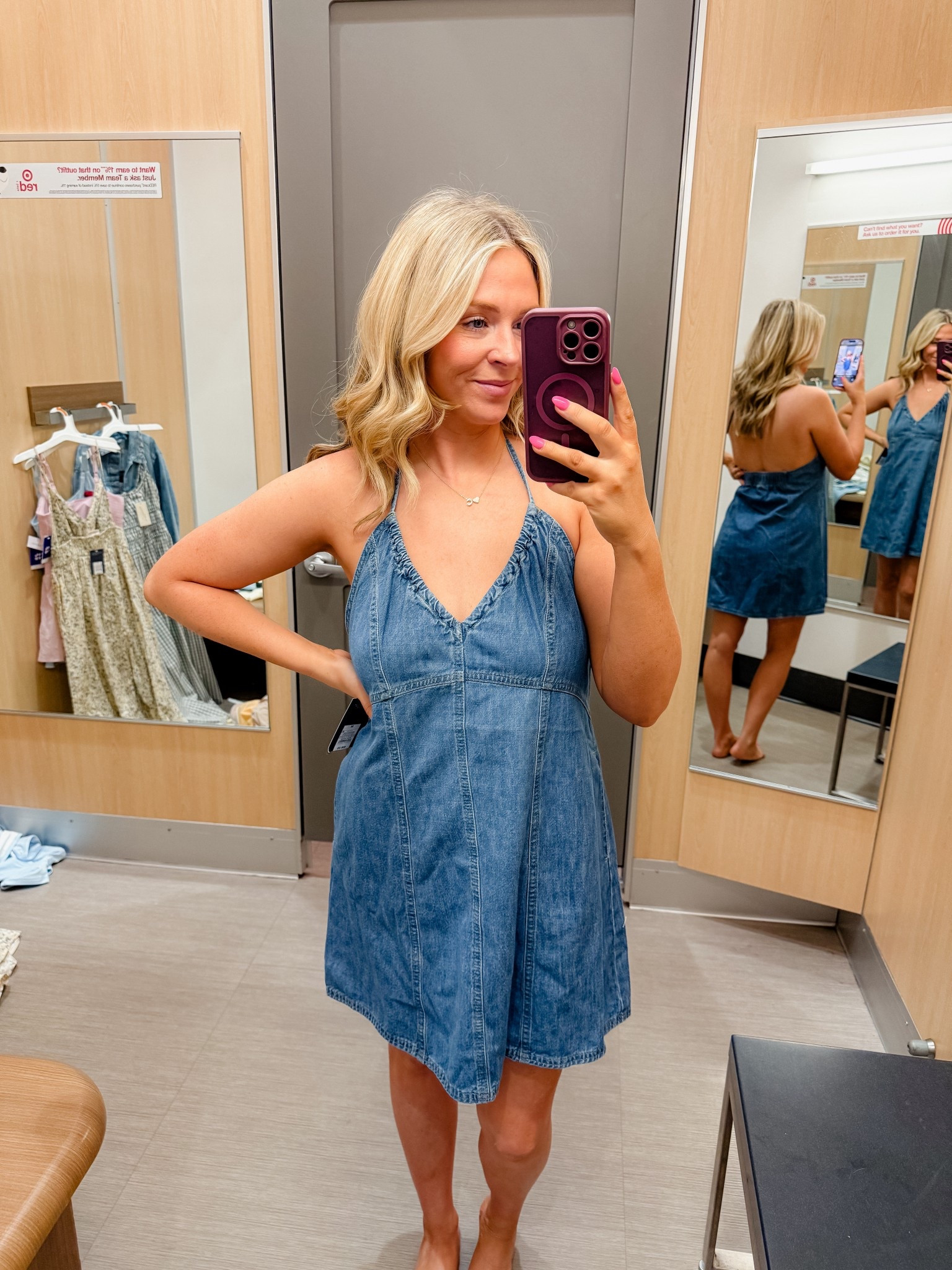 The cutest denim dress!!! Wearing a size small! 

#LTKootd