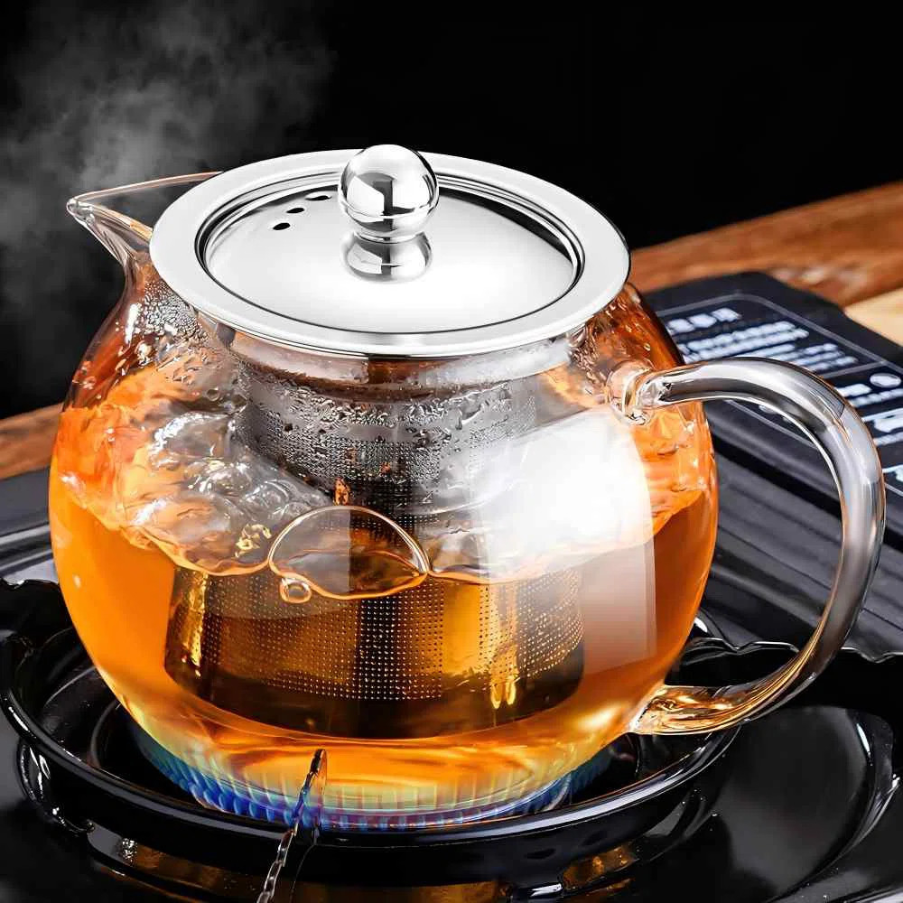 22 oz glass teapot with 6 teacups, teapot with stainless steel infuser, seven-piece tea set, teap... | Wayfair North America