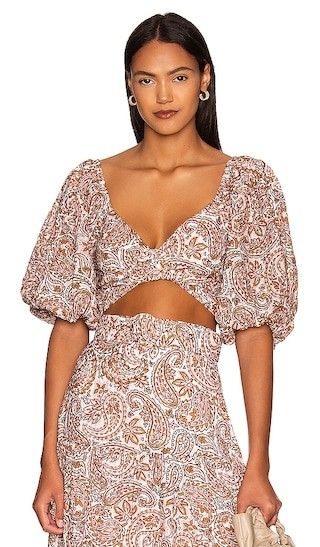 Jedda Crop Blouse in Paisley | Revolve Clothing (Global)