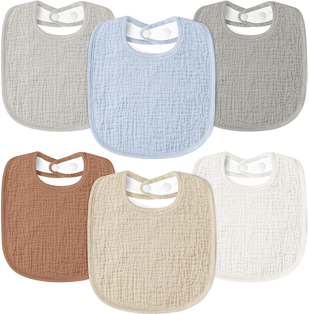 Susurration Muslin Baby Drool Bibs 6Pack Soft Square Adjustable Baby Bandana Bibs for Unisex Girl... | Amazon (US)