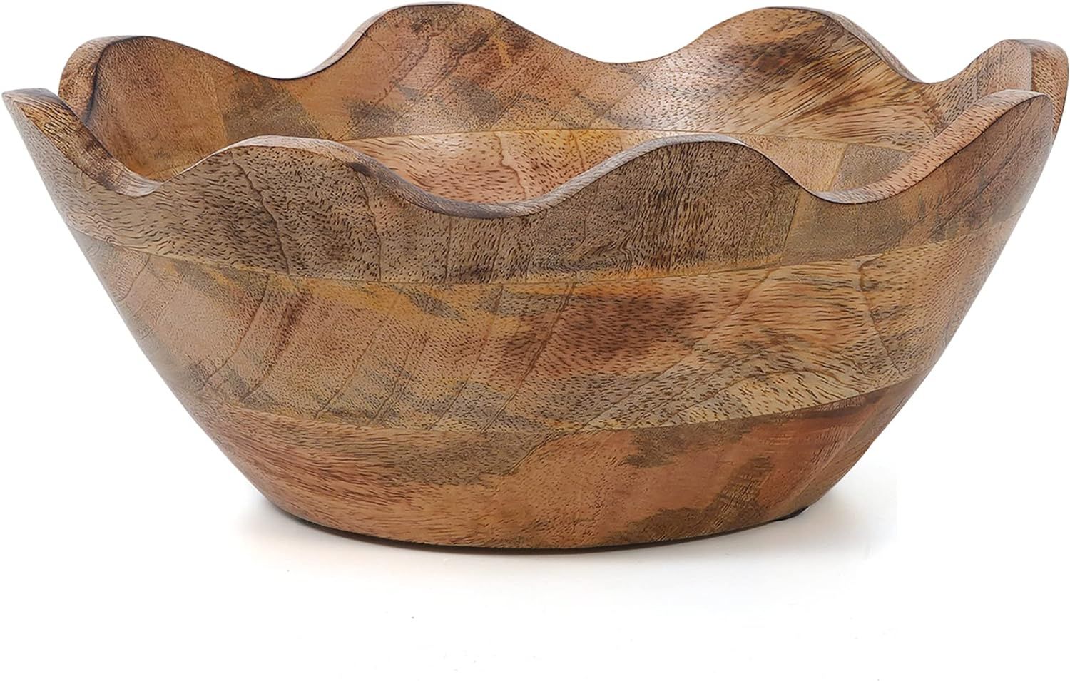 Mela Artisans Wooden Scalloped Bowl – Medium Size Wooden Bowls for Decor - Ruffle Bowl for Indi... | Amazon (US)