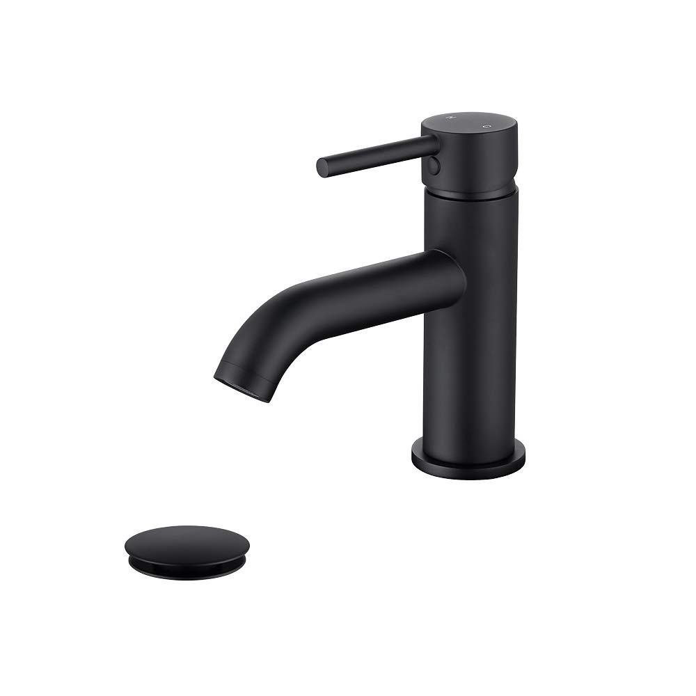 JAKARDA Single Handle Bathroom Faucet with Brass Drain Assembly and Escutcheon Matte Black (Matte Bl | Amazon (US)
