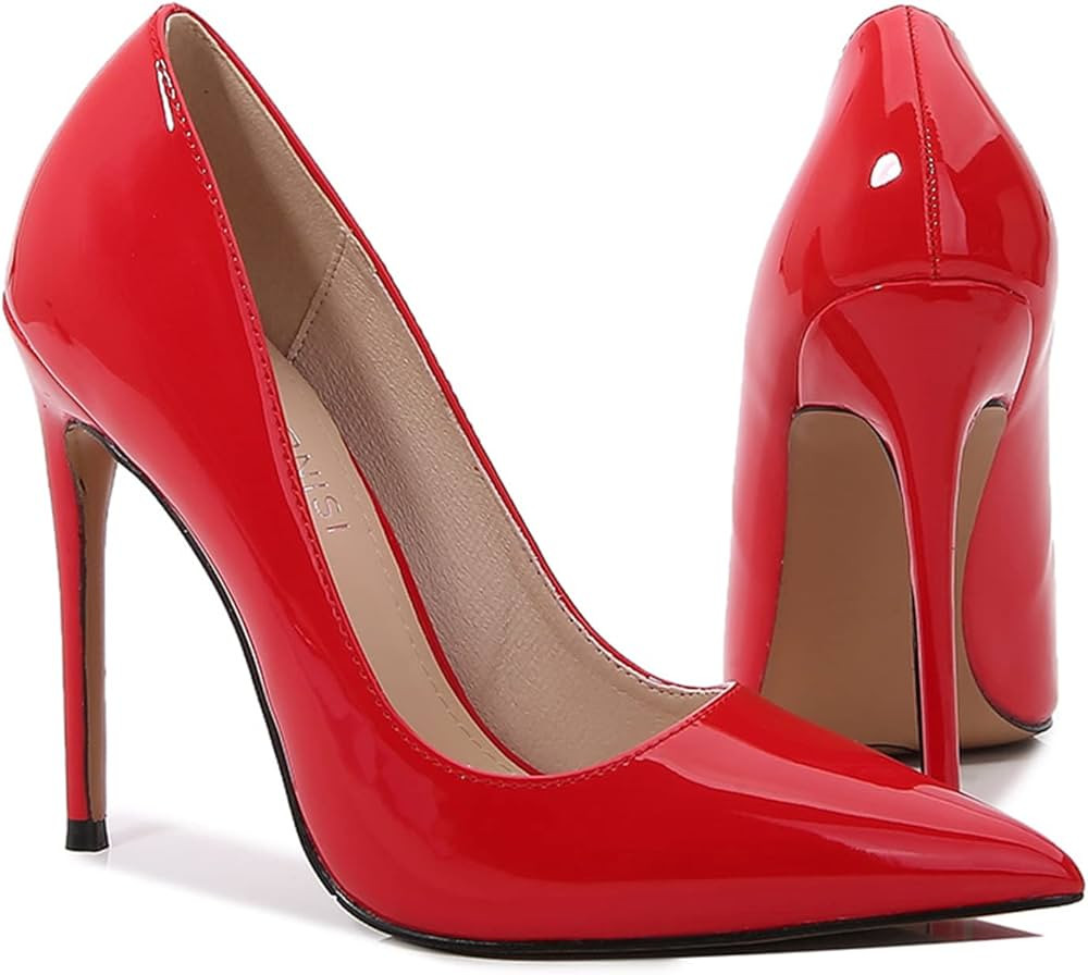 WOkismD Décolleté da donna in pelle verniciata, sexy, a punta, tacco alto, senza lacci, per fes... | Amazon (IT)