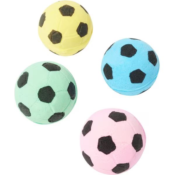 Ethical Pet Sponge Soccer Ball Cat Toy, 4-pack | Chewy.com