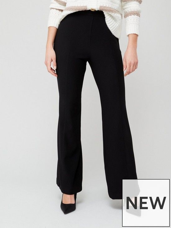 V by Very Rib Detail Smart Trouser - Black | Very (UK)