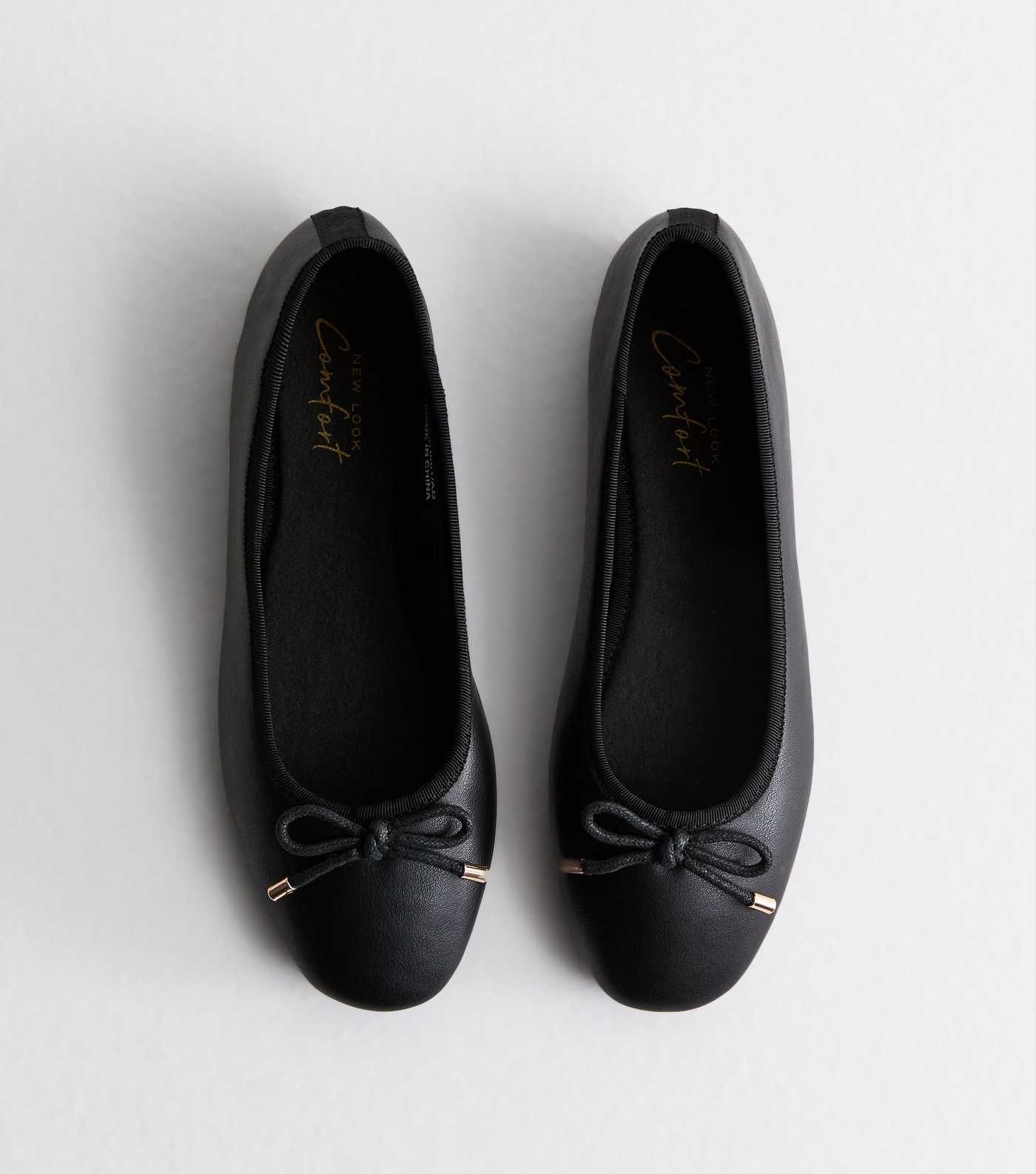 Black Leather-Look Ballerina Pumps | New Look | New Look (UK)