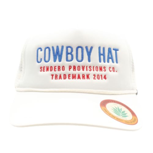 Sendero Provisions Co. Cowboy Adjustable Snapback Foam Trucker Hat with Embroidered Logo & Mesh Back (White/Red/Blue) - One Size | Amazon (US)