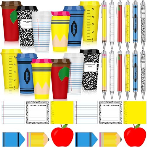 Honeydak 12 Set Teacher Gifts Bulk Thank You Teacher Gift Teachers Appreciation Gift Tumblers Cute Composition Books Sticky Notes Ballpoint Pens for Mentor Lecturer Counselor Educator (16 oz) | Amazon (US)