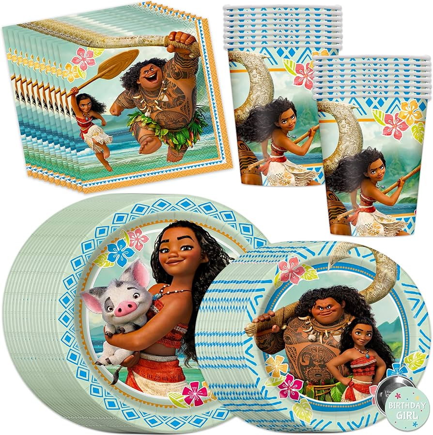 Unique Moana Party Supplies, Moana Birthday Party Supplies Featuring Moana and Maui, Serves 16, W... | Amazon (US)