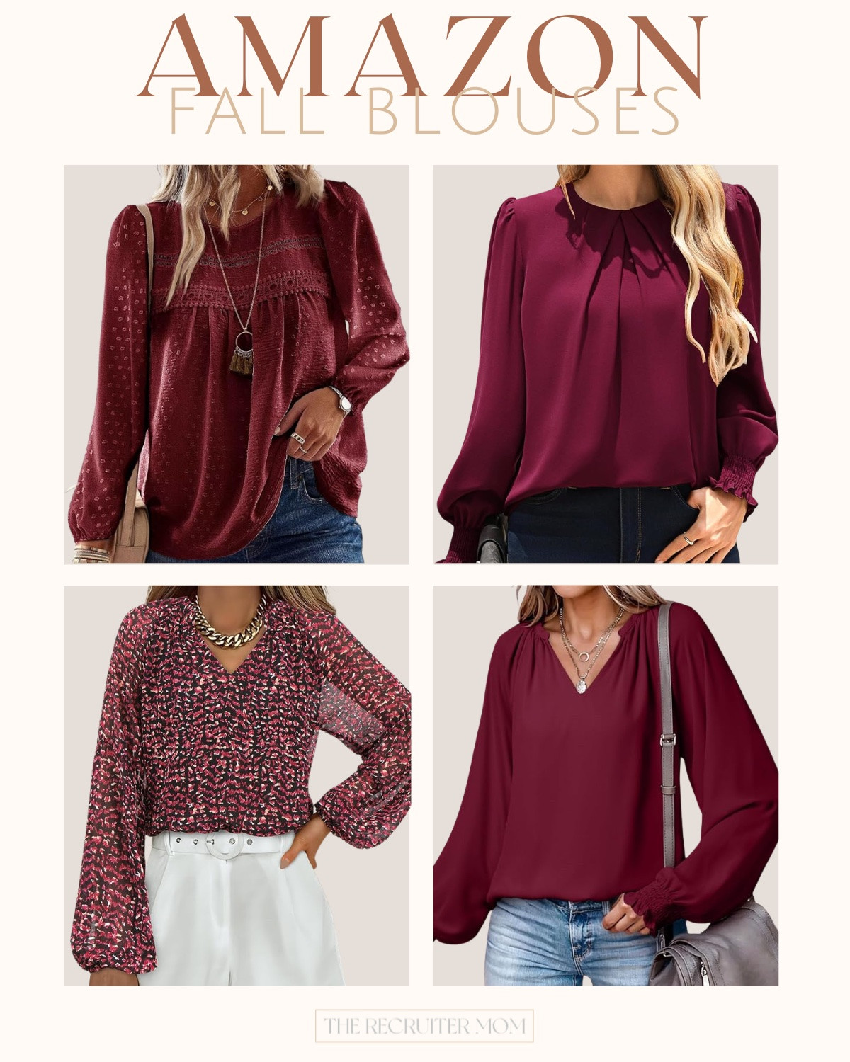 Burgundy season is officially here! ❤️ These Amazon blouses are such an easy way to bring fall into your work wardrobe while it’s still too warm for sweaters. 🔗👇

#LTKSeasonal #LTKMidsize #LTKWorkwear