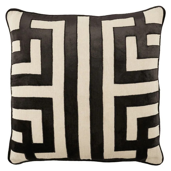 Nikki Chu by Jaipur Living Ordella Geometric Pillow - 22"X22" Cover Only - Black/Beige | Bed Bath & Beyond