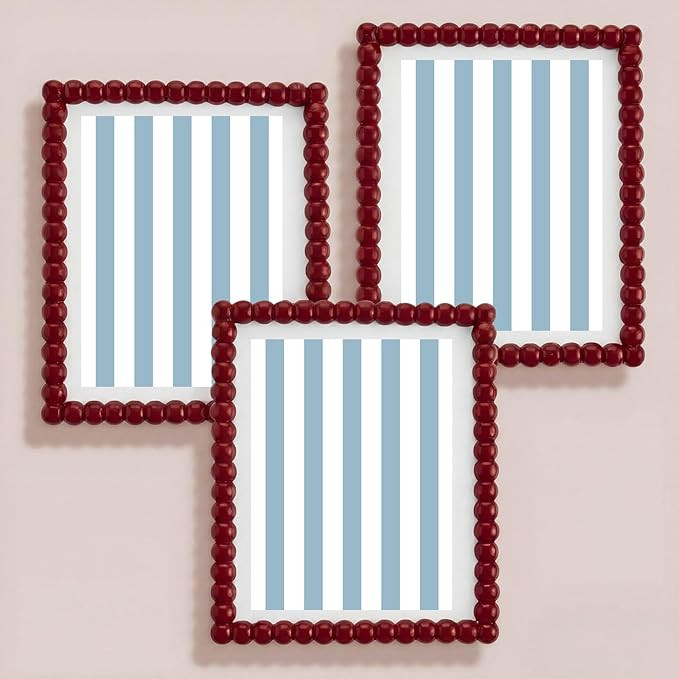 3 Pcs Beaded Picture Frames 8x10 Inch Red Picture Frame Maximalist Decorative Wavy Art Front Tabl... | Amazon (US)