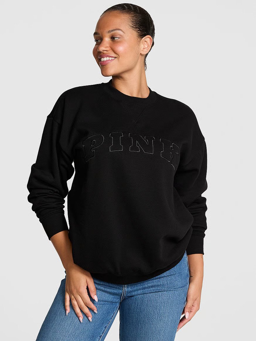 Buy Ivy Fleece Oversized Crew Sweatshirt, Pure Black Santa'S Fave - Order Hoodies & Sweatshirts o... | Victoria's Secret (US / CA )