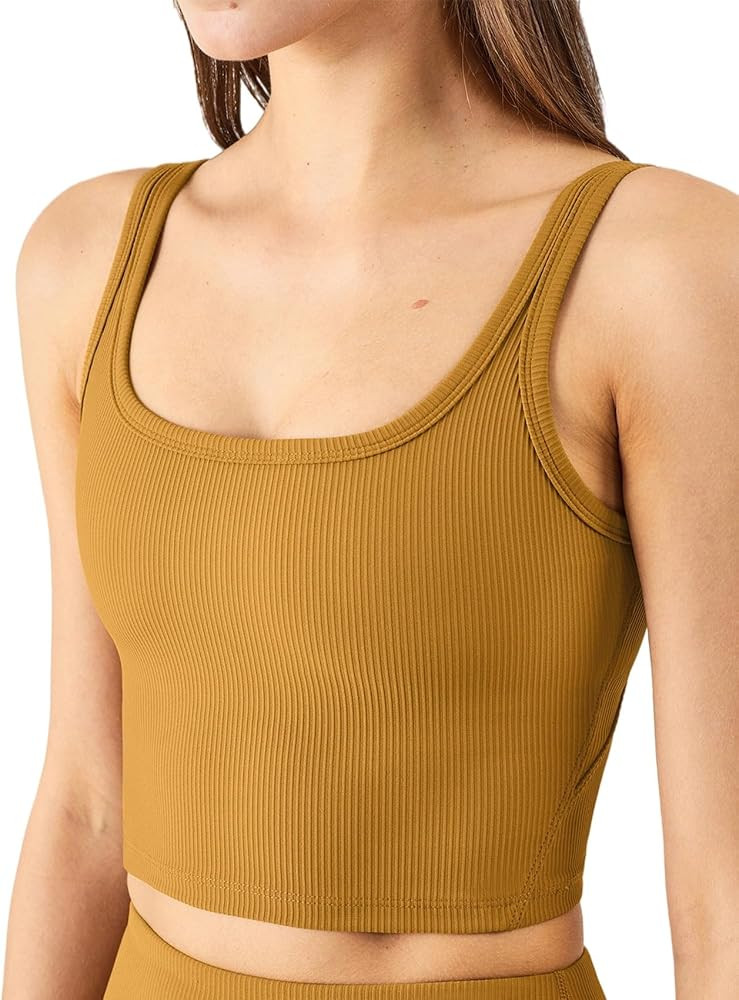 Chilylori Women's Seamless Sports Bra Workout Crop Top Ribbed Padded Longline Wirefree Medium Sup... | Amazon (US)