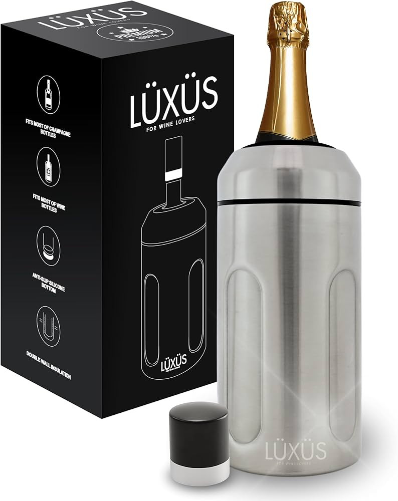LÜXÜS Wine Chiller (Stainless Steel) - Wine Cooler and Champagne Bucket Keeps Your Wine Cold fo... | Amazon (US)