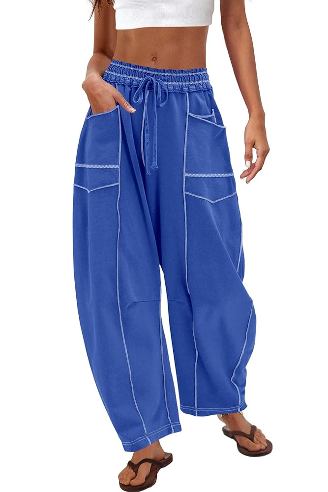 Nirovien Womens Barrel Sweatpants High Waisted Wide Leg Pants Drawstring Athletic Baggy Pants Lou... | Amazon (US)