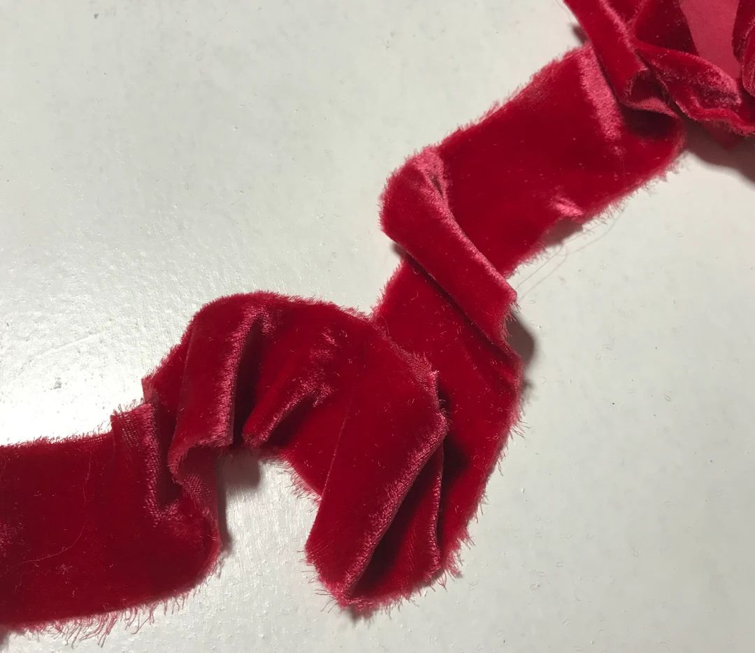 Hand Dyed Cherry Red Silk Velvet Ribbon 4 Widths to Choose - Etsy | Etsy (US)