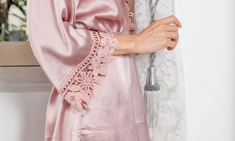 Bridal Robe Lace Silk Gorgeous Silk and Lace Bridal Robe | Etsy | Etsy (US)