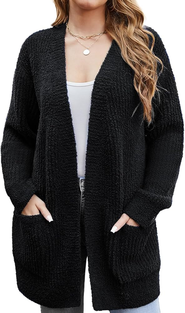 Snuggle Sac Cardigan Sweaters for Women with Pocket Trendy Casual Long Sleeve Tops Open Front Fal... | Amazon (US)