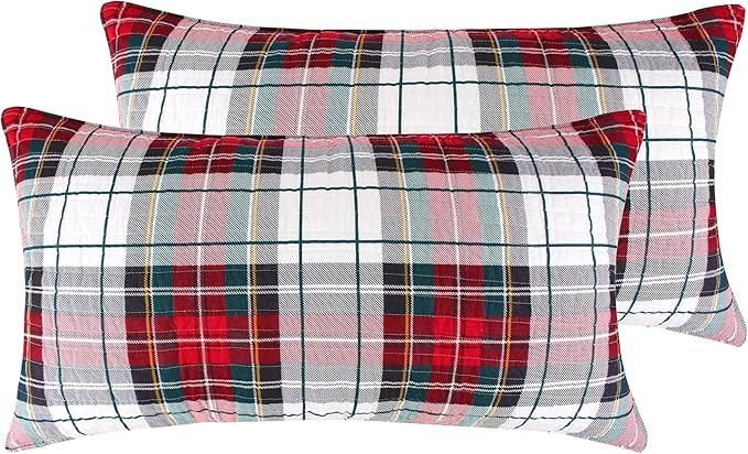 Levtex Home - Spencer Plaid Quilted King Sham (36x20in.) - Christmas Tartan Plaid - Red, Green, W... | Amazon (US)